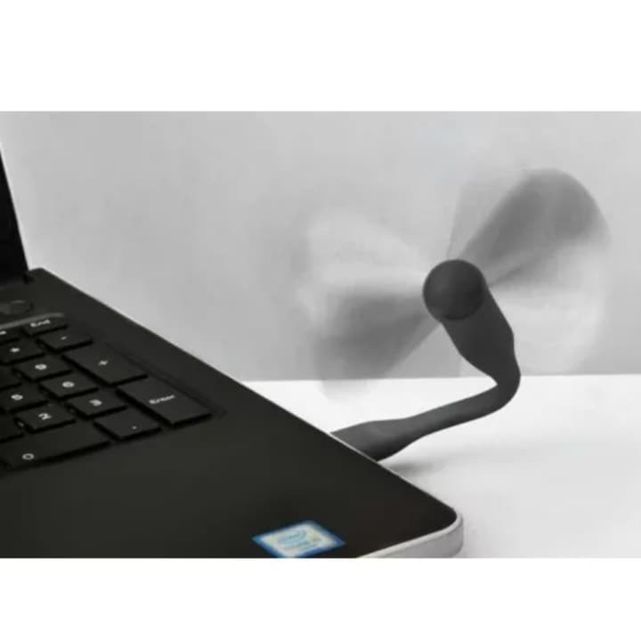 Mini ventilator din silicon, cu alimentare prin USB, portabil, brat flexibil, 14 x 8.5 cm, negru [8]