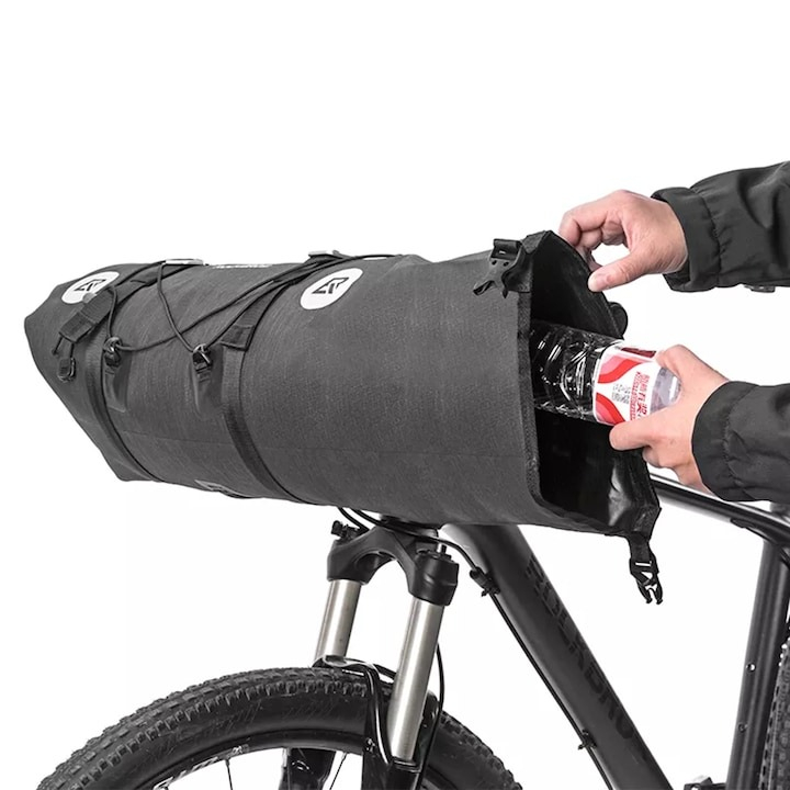 Geanta de depozitare pentru bicicleta, 21l, sistem de montare rapida pe ghidon, 85 x 30 cm, negru [4]
