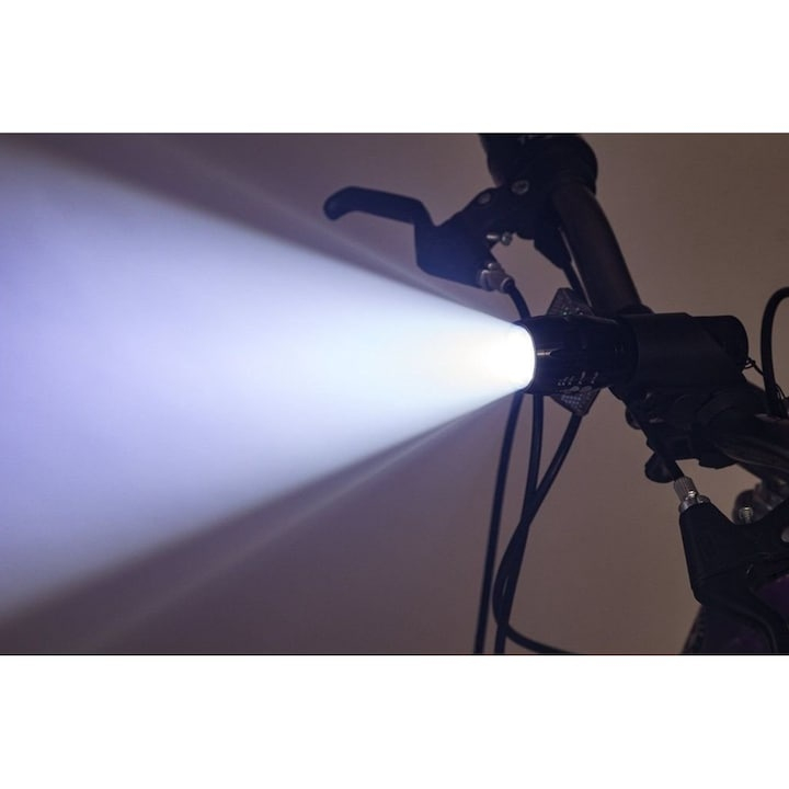 Far bicicleta LED, suport prindere, zoom, aluminiu, 3 moduri iluminare, 9.3 x 3 cm, negru [3]