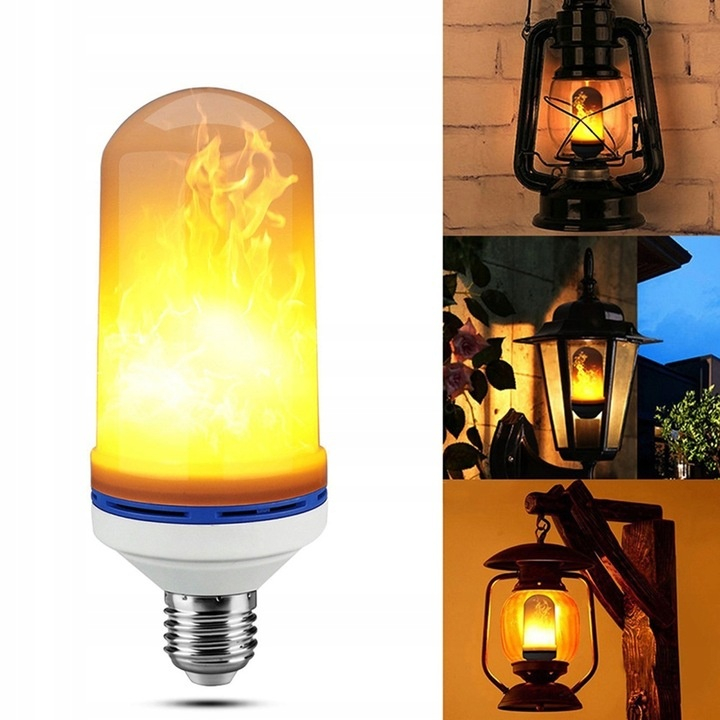 Bec LED, efect de flacara, lumina calda, 9 W, E27, protectie IP44, 3 moduri de iluminare, 15 x 6 cm [9]