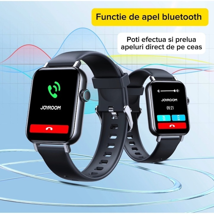 Ceas smartwatch, JR-FT5, Joyroom, monitorizare sport, rezistent apa, wireless, ecran HD 1.83’’, apelare Bluetooth, microfon, negru [5]