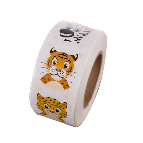 Set 500 etichete autoadezive, cu animale, pentru copii, 8 modele, 6 x 2.6 cm, multicolor, universale [10]