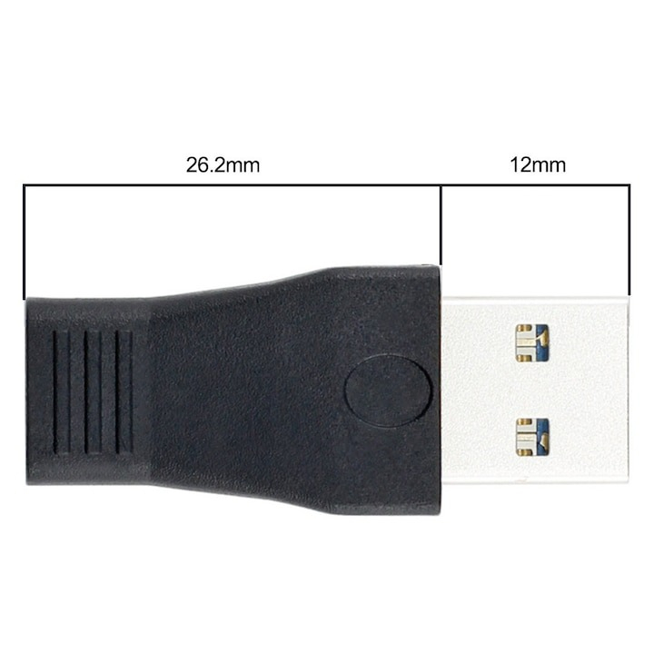 Adaptor USB tata la tip C mama, pentru telefon, laptop, negru [4]