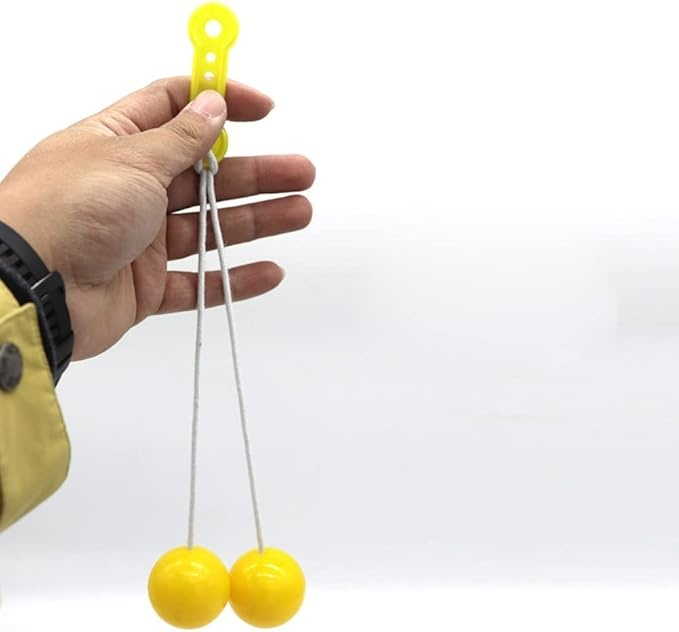 Set 2 bile clackers, jucarie interactiva, plastic, antistres, pentru copii, 4 cm, galben [2]