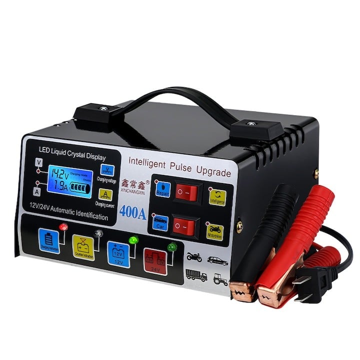 Redresor auto, multifunctional, afisaj LCD, 12V/24V, 140v-250v, negru [6]