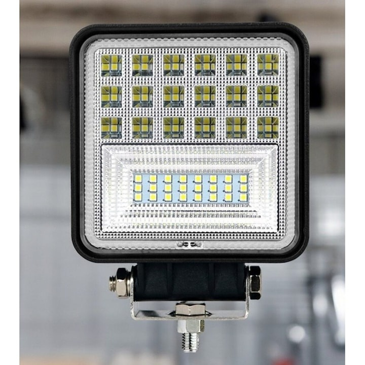Proiector LED auto, off-road, lumina rece 6000K, 16 W, 12-24 V, aluminiu/PVC, protectie IP65, 12.5 x 10.7 x 2.2 cm, negru [5]