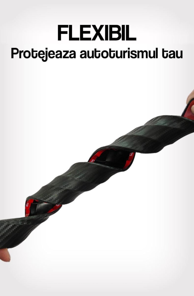 Set 2 benzi pentru protectie bara auto, cauciuc/plastic, impotriva zgarieturilor, autoadezive, universale, 40 x 5.2 cm, negru [7]