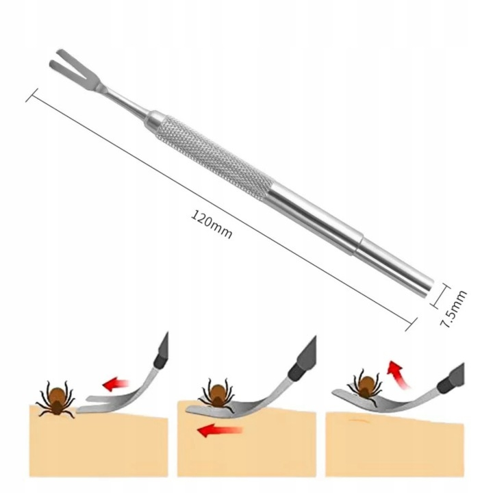 Unealta pentru indepartarea sigura a capuselor, metal, 12 cm, ideala pentru oameni si animale, argintiu [6]