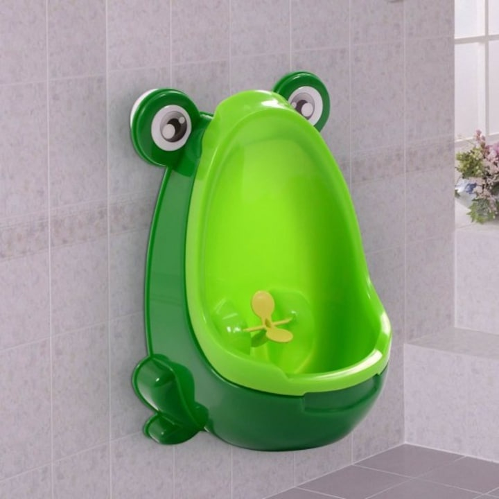 Olita tip pisoar, pentru copii, montare pe perete prin ventuze, plastic PP, model broasca, usor de curatat, 20.5 x 27.5 cm, verde [7]
