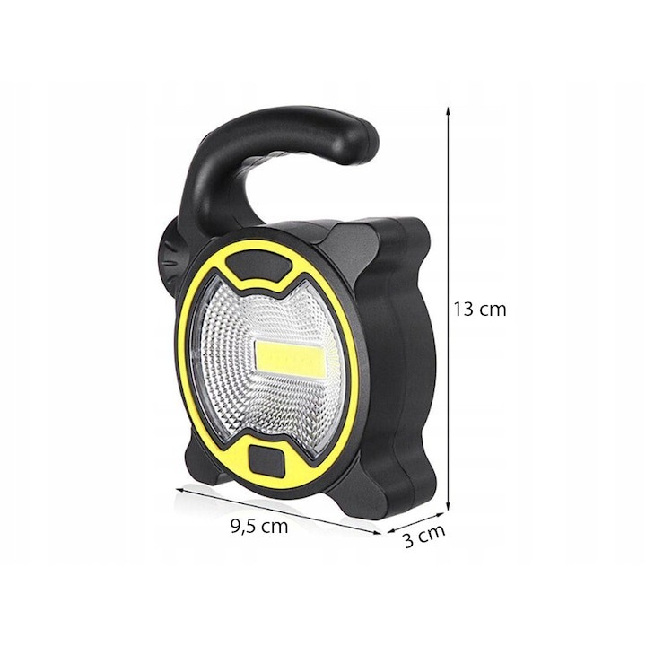 Lanterna camping, LED, lumina rece, 13 x 9.5 x 3 cm, forma ergonomica, 2 moduri de iluminare, negru/galben [5]