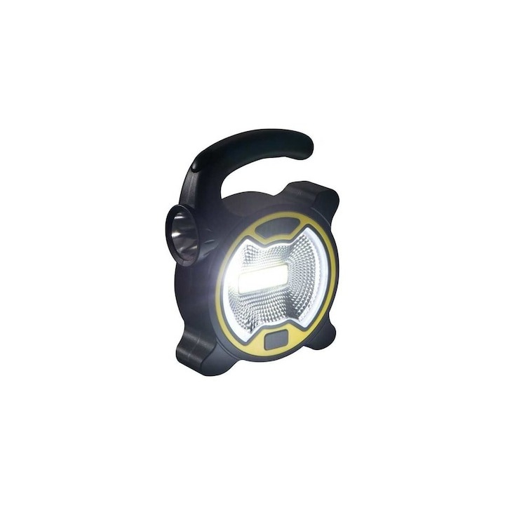 Lanterna camping, LED, lumina rece, 13 x 9.5 x 3 cm, forma ergonomica, 2 moduri de iluminare, negru/galben [4]