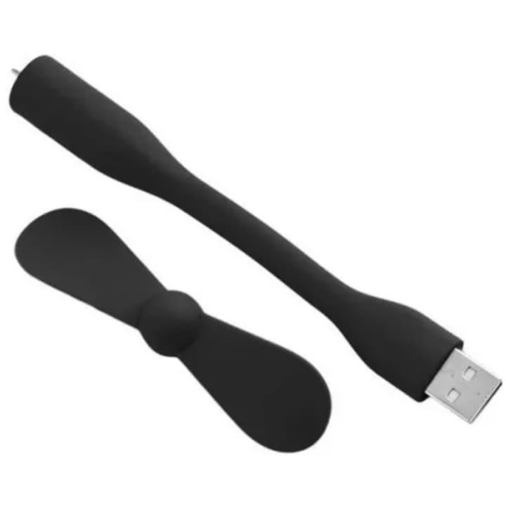 Mini ventilator din silicon, cu alimentare prin USB, portabil, brat flexibil, 14 x 8.5 cm, negru [6]