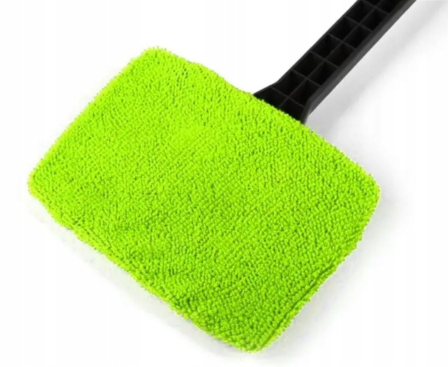 Stergator auto pentru parbriz, geamuri, din microfibra si plastic, laveta detasabila, maner ergonomic, verde [3]