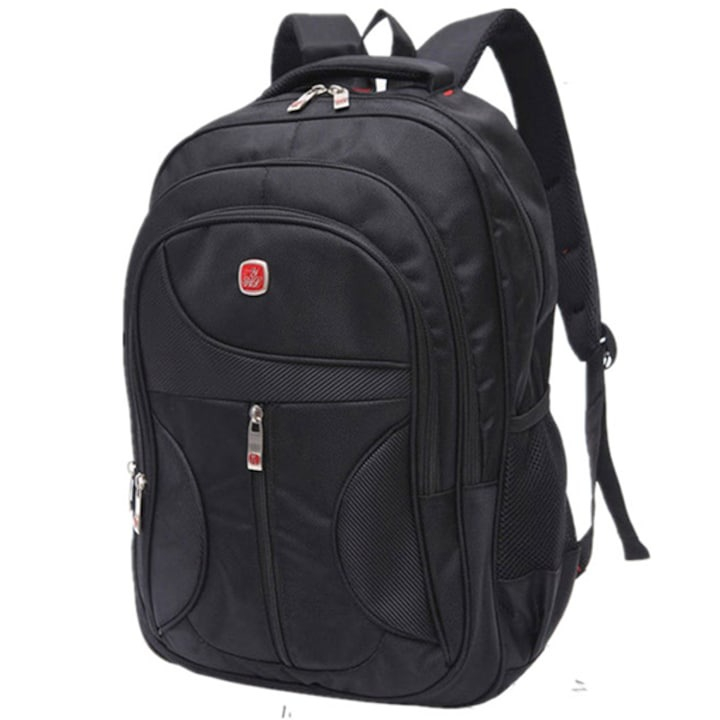 Rucsac multifunctional, pentru scoala, calatorii, laptop, nailon/poliester, durabil, compartimente multiple, 31 x 15 x 45 cm, negru [9]