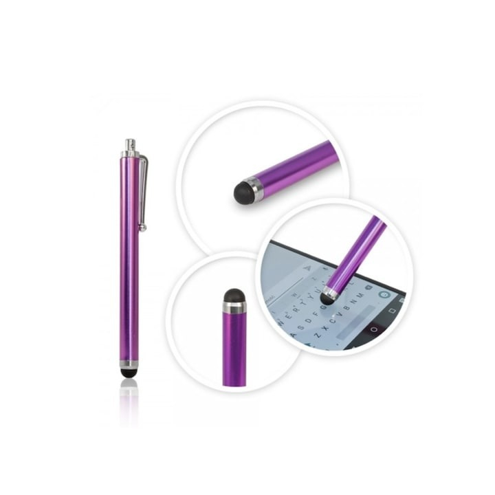 Creion tip stylus pentru ecrane tactile, telefon, tableta, potrivit pentru desenat si scris, mov [3]