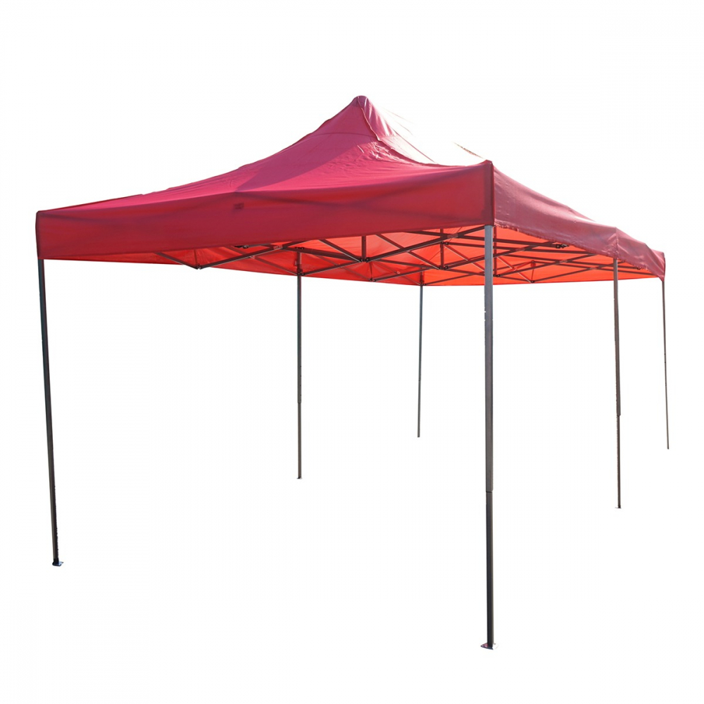 Cort tip pavilion, 3x6 m, fara pereti laterali, pliabil, poliester impermeabil, rosu [8]
