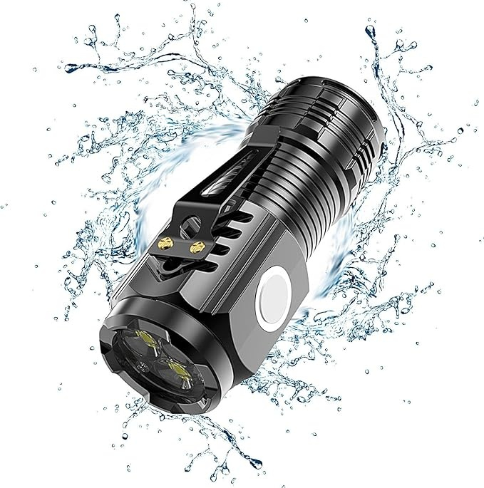 Lanterna LED, 5 moduri de iluminare, ABS, protectie IPX4, incarcare USB, raza de actiune 200 m, clema pentru agatat, 5 W, 4 x 4 x 9 cm, negru [5]