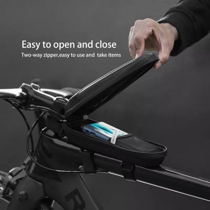 Geanta pentru bicicleta, impermeabila, 1.5l, 24.5 x 10 x 8 cm, negru [3]