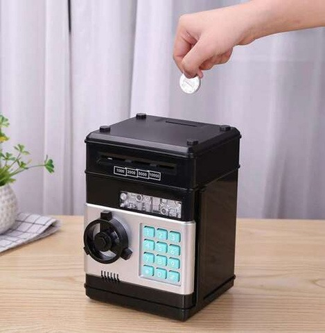 Pusculita electronica pentru copii, tip ATM, blocare cu PIN, efecte luminoase si sonore, negru [2]