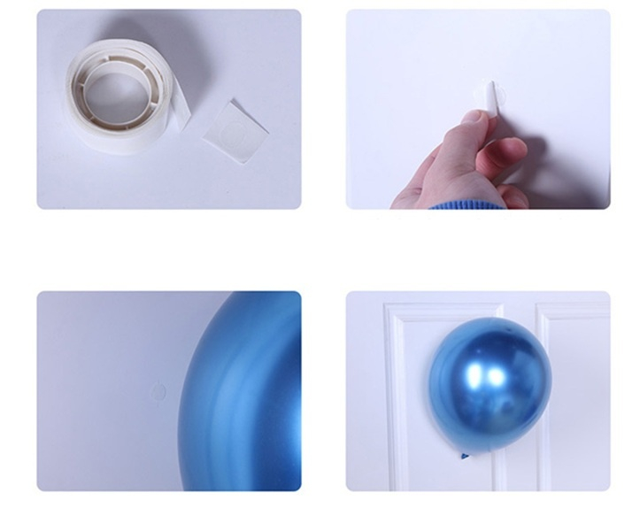 Banda dublu adeziva, 100 buline, pentru lipirea baloanelor, diametru bulina 1.2 cm, diverse suprafete, transparenta [11]