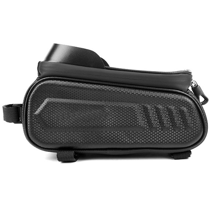 Geanta pentru cadru bicicleta, suport pentru telefon, 1l, impermeabila, 24 x 11.5 x 13.5 cm, negru [5]