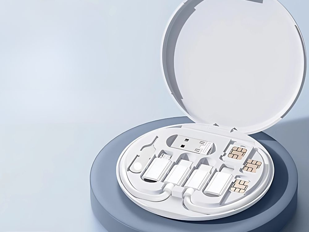 Set cabluri de date multifunctionale, adaptoare USB-C/Tip Lightning/USB-A/Micro-USB, portabil, alb [7]
