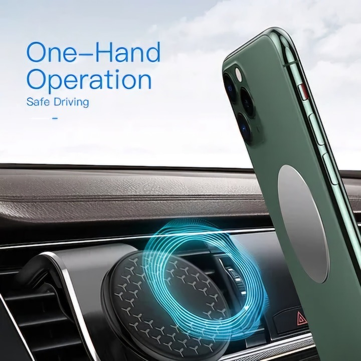 Suport auto pentru telefon, prindere pe grila de ventilatie, magnetic, reglabil 360°, negru [3]
