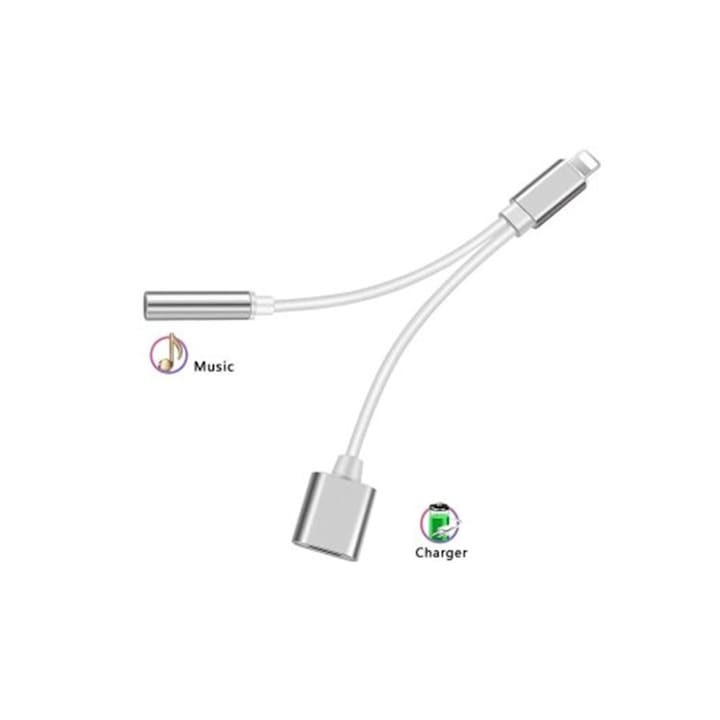 Adaptor 2 in 1 pentru iPhone, casti si incarcator, Lightning/jack 3.5 mm, argintiu [5]