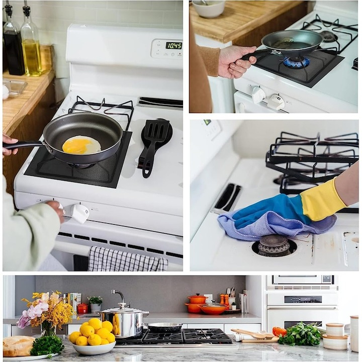 Set 6 folii detasabile de protectie pentru aragaz, din teflon - Negru [4]