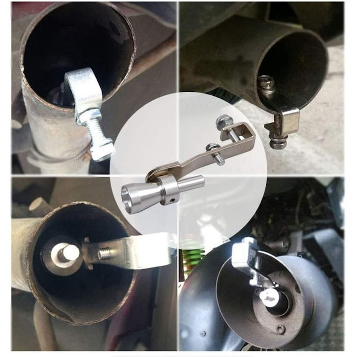 Fluier auto pentru toba, montare pe teava de esapament, marime S, otel, argintiu [2]