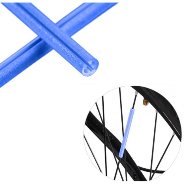 Set 12 tuburi reflectorizante, rezistente la conditii meteorologice, pentru spitele bicicletei, lungime 7.5 cm, albastru [4]