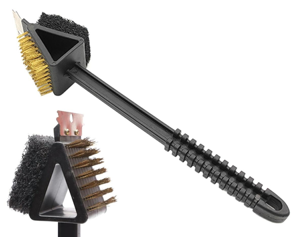 Perie 3 in 1, pentru curatare gratar, tigai, plastic/metal, multifunctionala, 36 x 7 cm, negru [10]