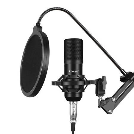 Microfon cu condensator, de studio, compatibil cu Android si iOS, otel/aliaj de zinc, negru [9]