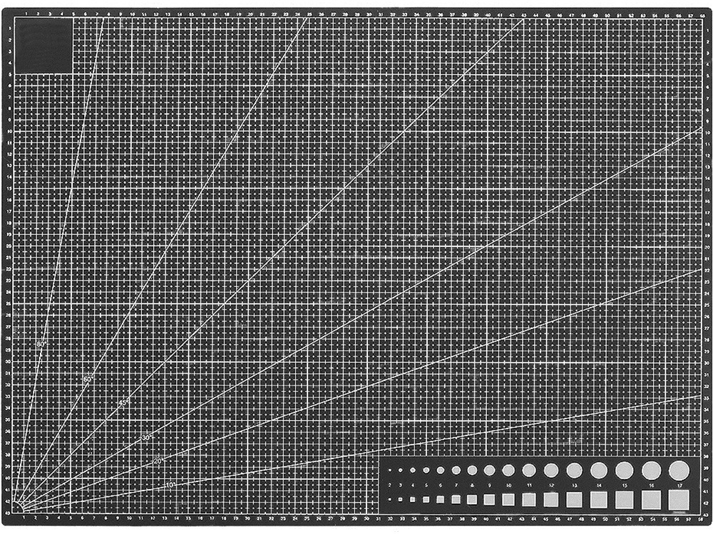 Placa pentru taiere precisa, modelare, fata-verso, cu auto-vindecare A2, 45 x 60 cm, scara clar vizibila, negru [4]