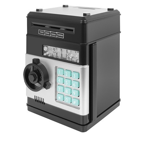 Pusculita electronica pentru copii, tip ATM, blocare cu PIN, efecte luminoase si sonore, negru [6]
