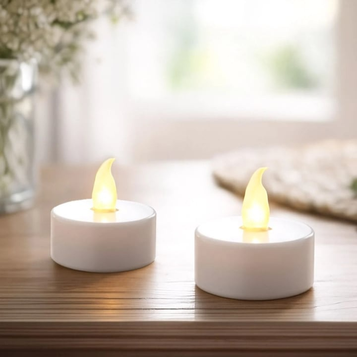 Set 24 lumanari LED, rotunde, tip pastila, lumina calda, 3.6 cm, plastic, pentru decor, petreceri [4]