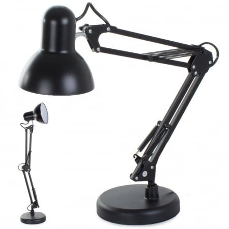 Lampa de birou cu suport, alimentare 220V, soclu E27 becuri clasice, bec LED 5W inclus - Negru [6]