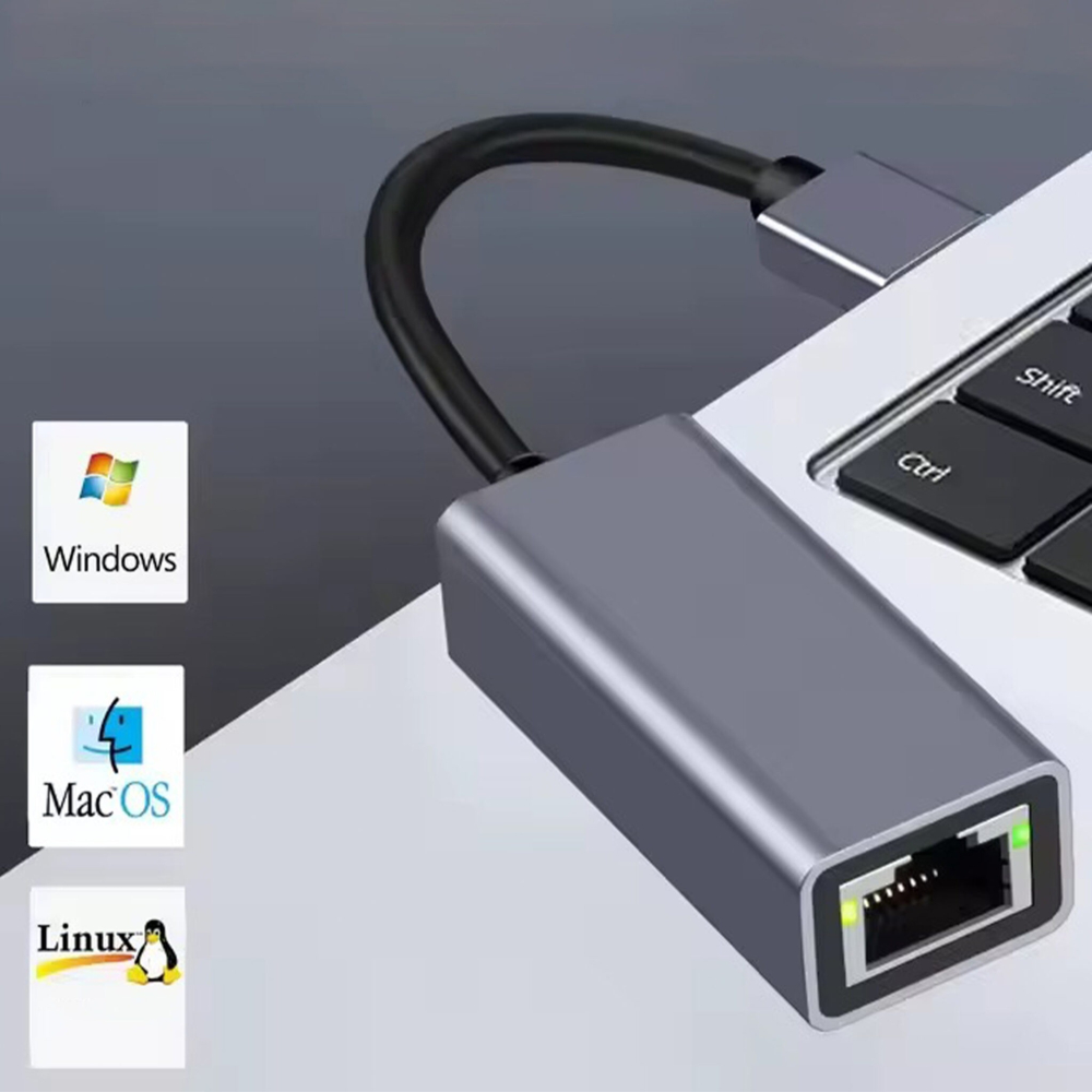 Adaptor USB–RJ45, Ethernet, 1000 Mbps, USB 3.0/2.0, Plug&Play, aluminiu, pentru tableta, PC, laptop, argintiu, 2.3 x 15.8 cm [9]