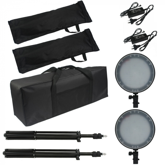Kit de 2 softboxuri, cu 2 trepiezi reglabili 200 cm, 2 panouri LED Bi color, de 45W, temperatura culorii reglabila, geanta de transport inclusa [2]