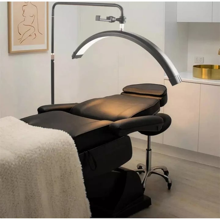 Lampa cosmetica tip semiluna, LED, 40 W, 2500 lm, 320 LED-uri, lumina calda/rece/neutra, inaltime 139-184 cm, negru [8]