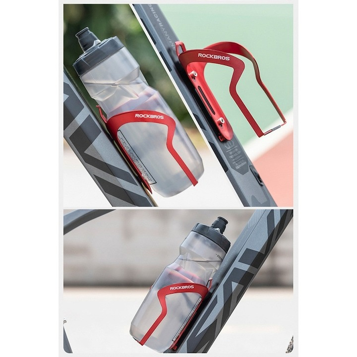 Suport sticla pentru bicicleta, aluminiu, 140 mm, rosu [5]