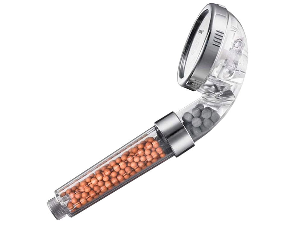 Para de dus, plastic, granule anticalcar, filet standard de 1/2 inch, argintiu, 21 cm [3]