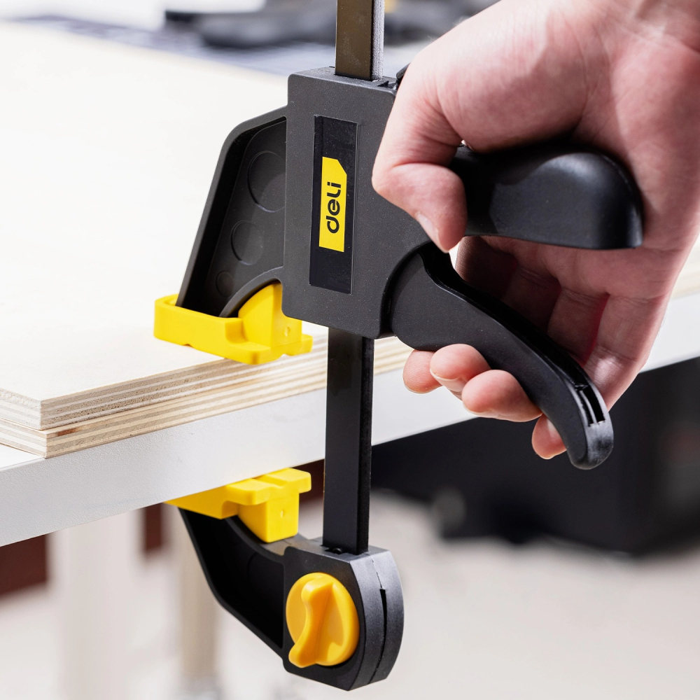 Menghina tamplarie, otel/cauciuc, 150 mm, prindere rapida, usor de utilizat, negru/galben [5]