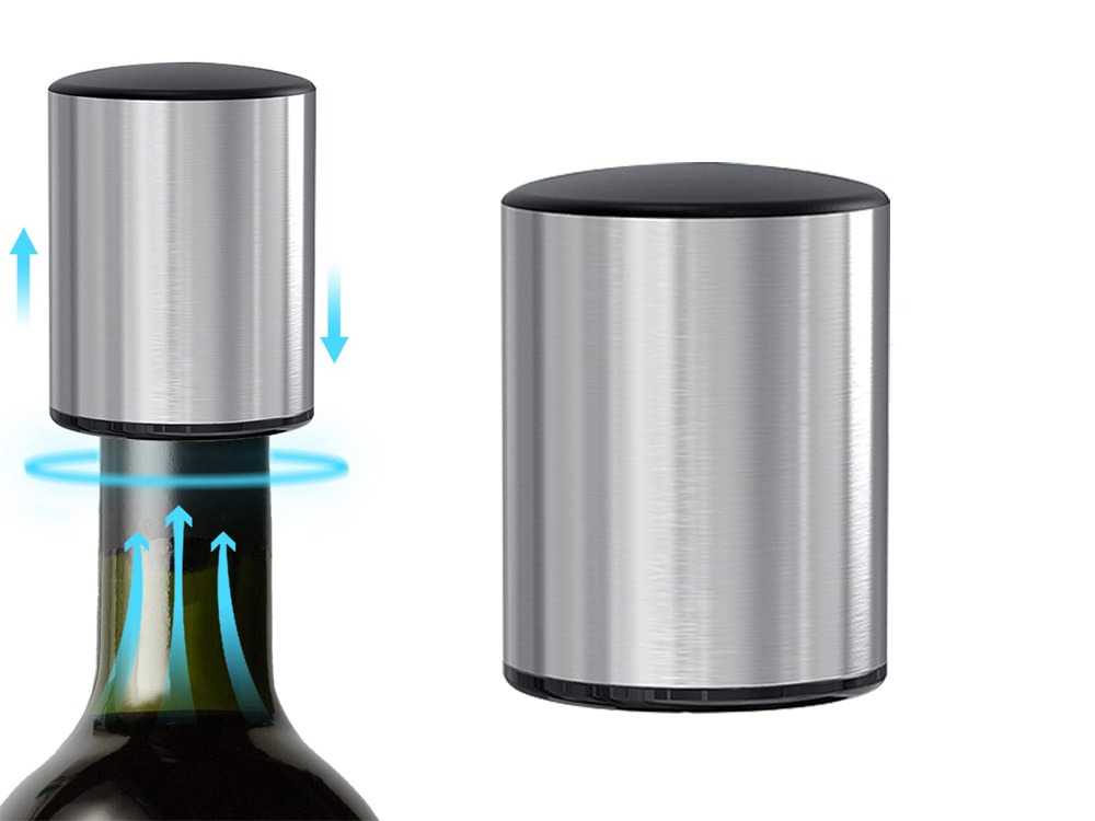 Dop pentru sticla de vin, plastic, 4 x 5.5 cm, mentine aroma si gustul, argintiu [3]