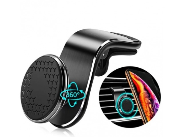 Suport auto pentru telefon, prindere pe grila de ventilatie, magnetic, reglabil 360°, negru [5]