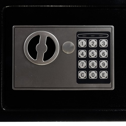 Seif metalic, electronic, 20 x 31 x 20 cm, set 2 chei si accesorii incluse, negru [6]