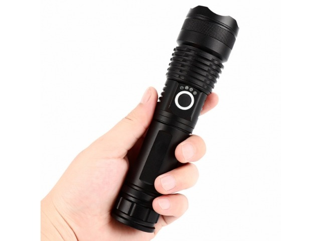 Lanterna tactica LED, 5 moduri de iluminare, pentru vanatoare, camping, rezistenta la apa, negru [7]