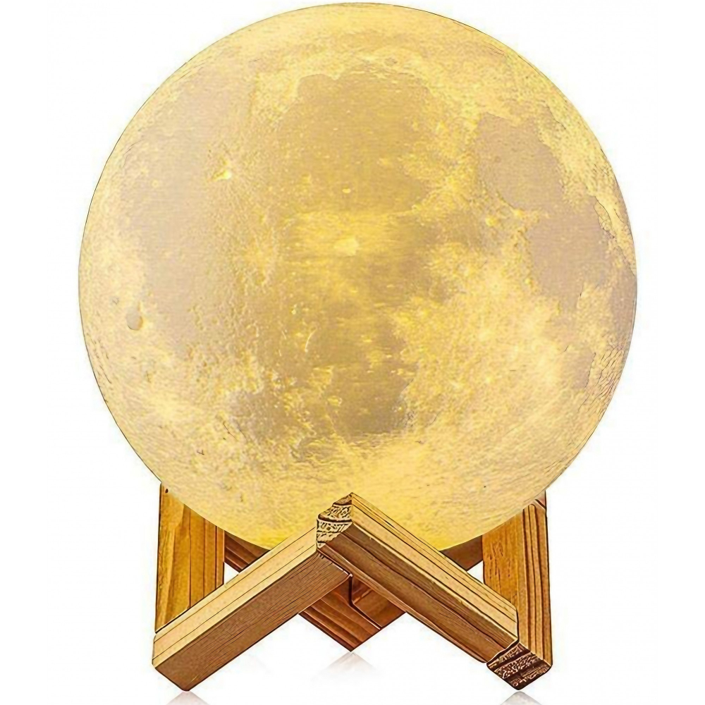 Lampa de veghe LED, luna 3D, multicolor, stand plastic, alimentare cu baterii, portabila, decorativa, diametru 8 cm [13]