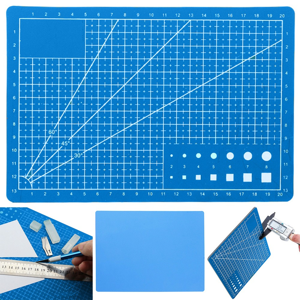 Placa pentru taiere precisa, modelare, cu auto-vindecare A5, 15 x 22 cm, scara clar vizibila, albastru [7]