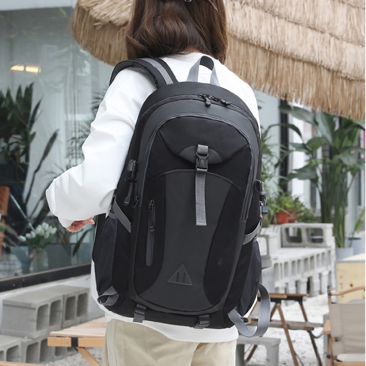 Rucsac multifunctional, outdoor, 40L, impermeabil, poliester, ergonomic, cu 3 compartimente, 50 x 31 x 23 cm, negru [3]